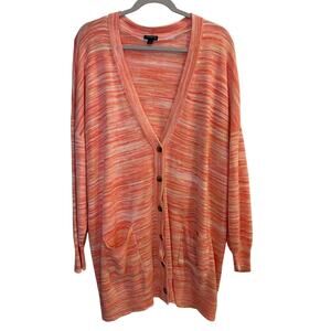 Torrid Space Dye Boyfriend Cardigan Sweater Orange Button Pockets Plus Size 3X